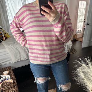 Rae Feather Pink White Cashmere Sweater
